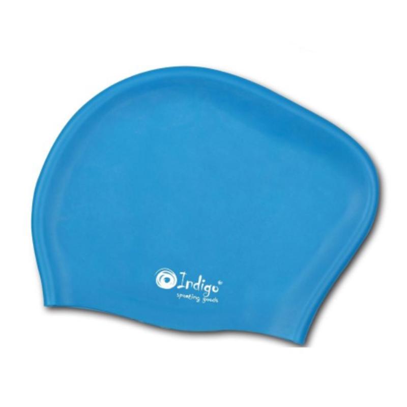 Шапочка для плавания INDIGO силикон для длинных волос голубая 808SC от магазина Супер Спорт